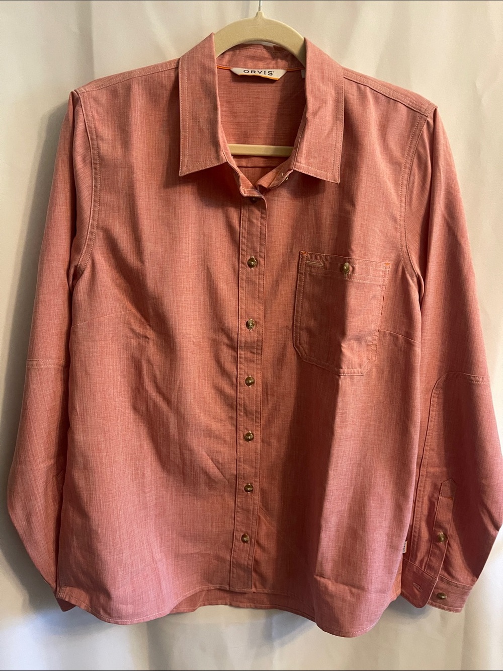 Orvis Womens Tech Button-Down Shirt in Dusty Rose Pink Size Large NWOT